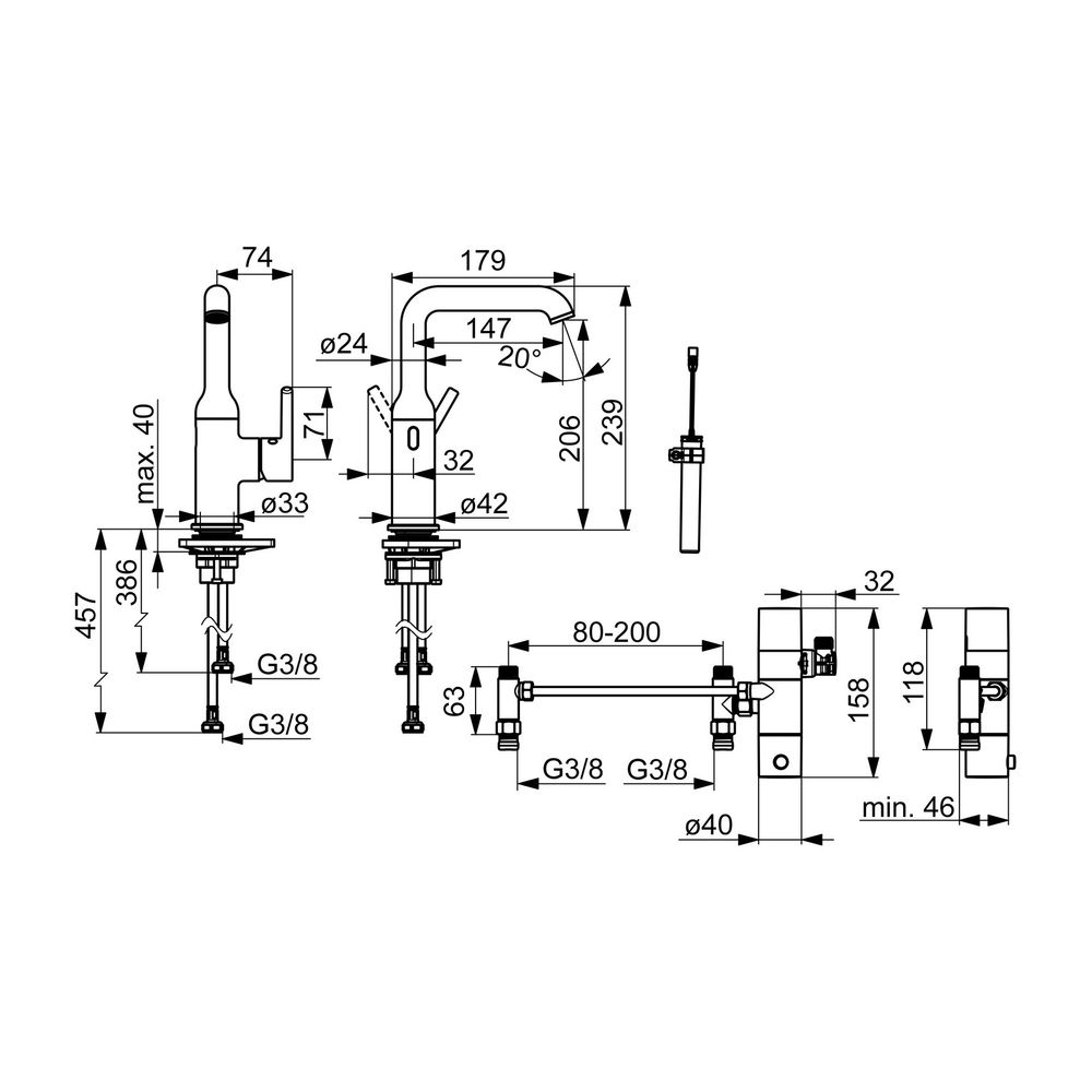 Hansa Vantis Style Einhebel-Waschtischarmatur, Standmontage, Hybrid Bluetooth, 3V, Ma... HANSA-5460220933 4057304020056 (Abb. 3)