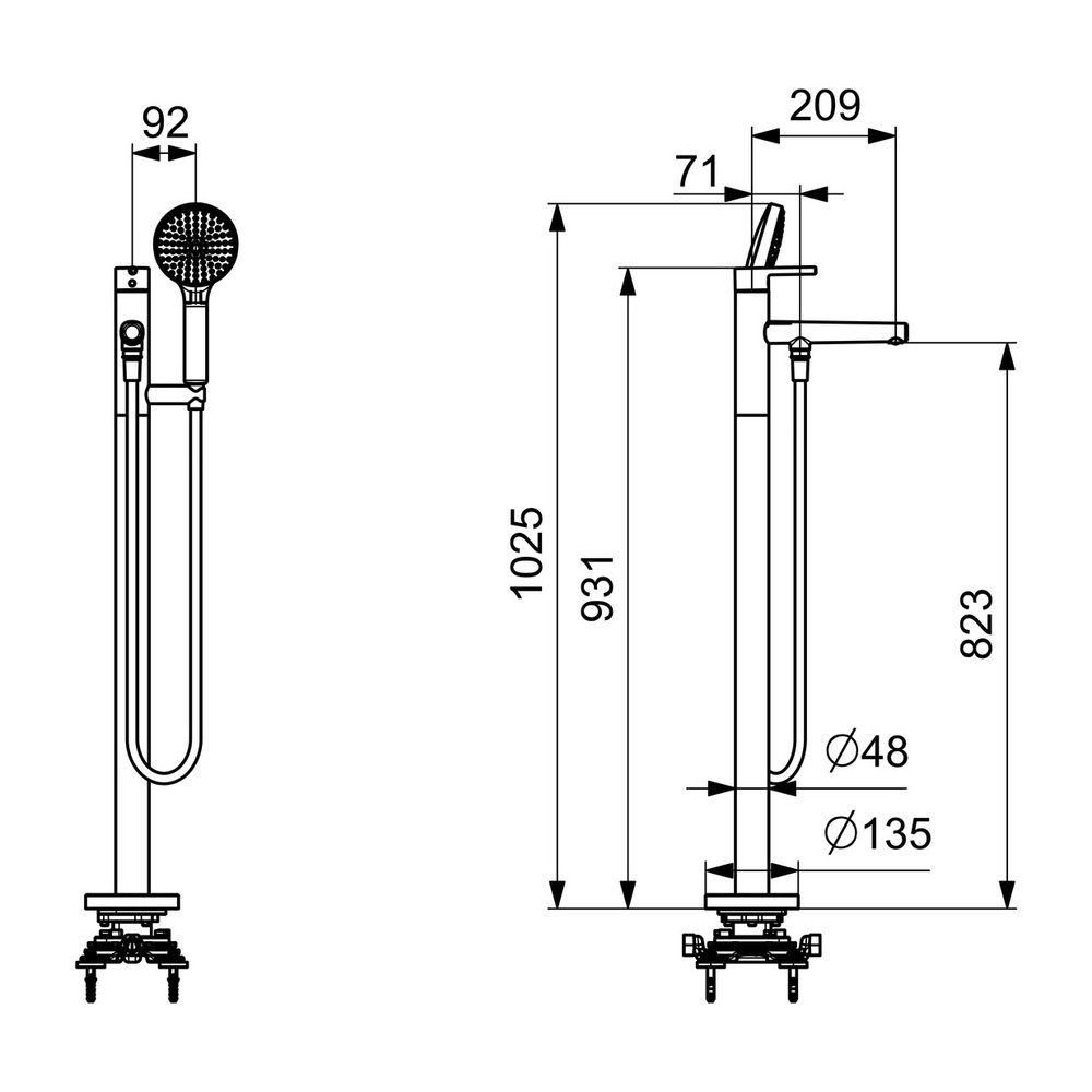 Hansa Vantis Einhebelmischer Badebatterie mit Standrohr Style 5483 Ausladung 209mm Chro... HANSA-54832007 4057304017599 (Abb. 3)