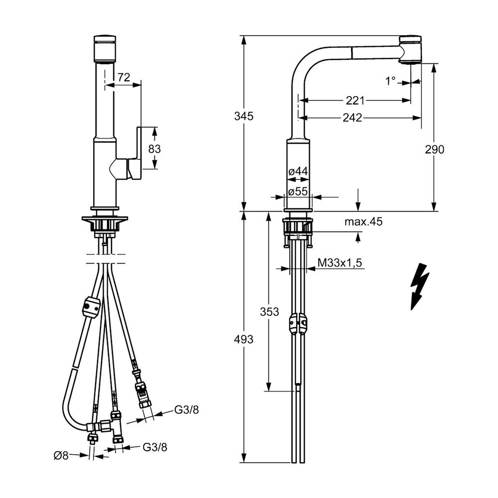 Hansa Ronda Einhebelmischer Küchenarmatur, Niederdruck 5523 Kupferrohr 2-strahlig Ausla... HANSA-55231103 4015474261662 (Abb. 3)