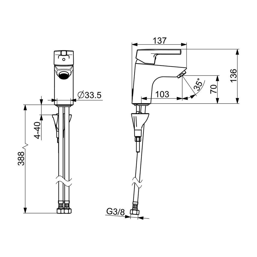Hansa Paleno Einhebel-Waschtischarmatur, Standmontage, DN 15, Ausladung 103mm, ohne Abl... HANSA-56362203 4057304012006 (Abb. 3)