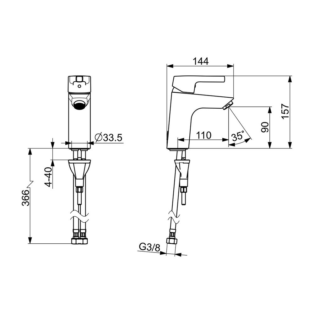 Hansa Paleno XL Einhebel-Waschtischarmatur Standmontage, Ausladung 110mm, DN 15, Chrom,... HANSA-56422203 4057304012013 (Abb. 3)