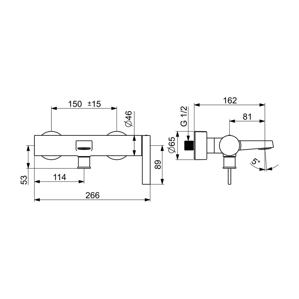 Hansa Loft Einhebelmischer Wannenfüll- und Brausebatterie 5770 Ausladung 162mm DN15 Chr... HANSA-57702103 4015474263376 (Abb. 3)