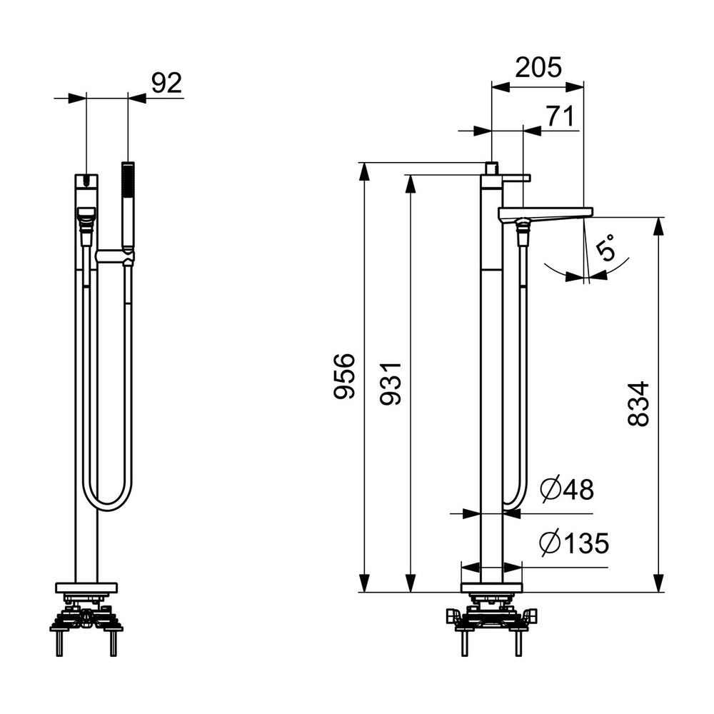 Hansa Loft Einhebelmischer Badebatterie mit Standrohr 5776 Rosette rund Ausladung 197mm... HANSA-57762073 4015474263420 (Abb. 3)