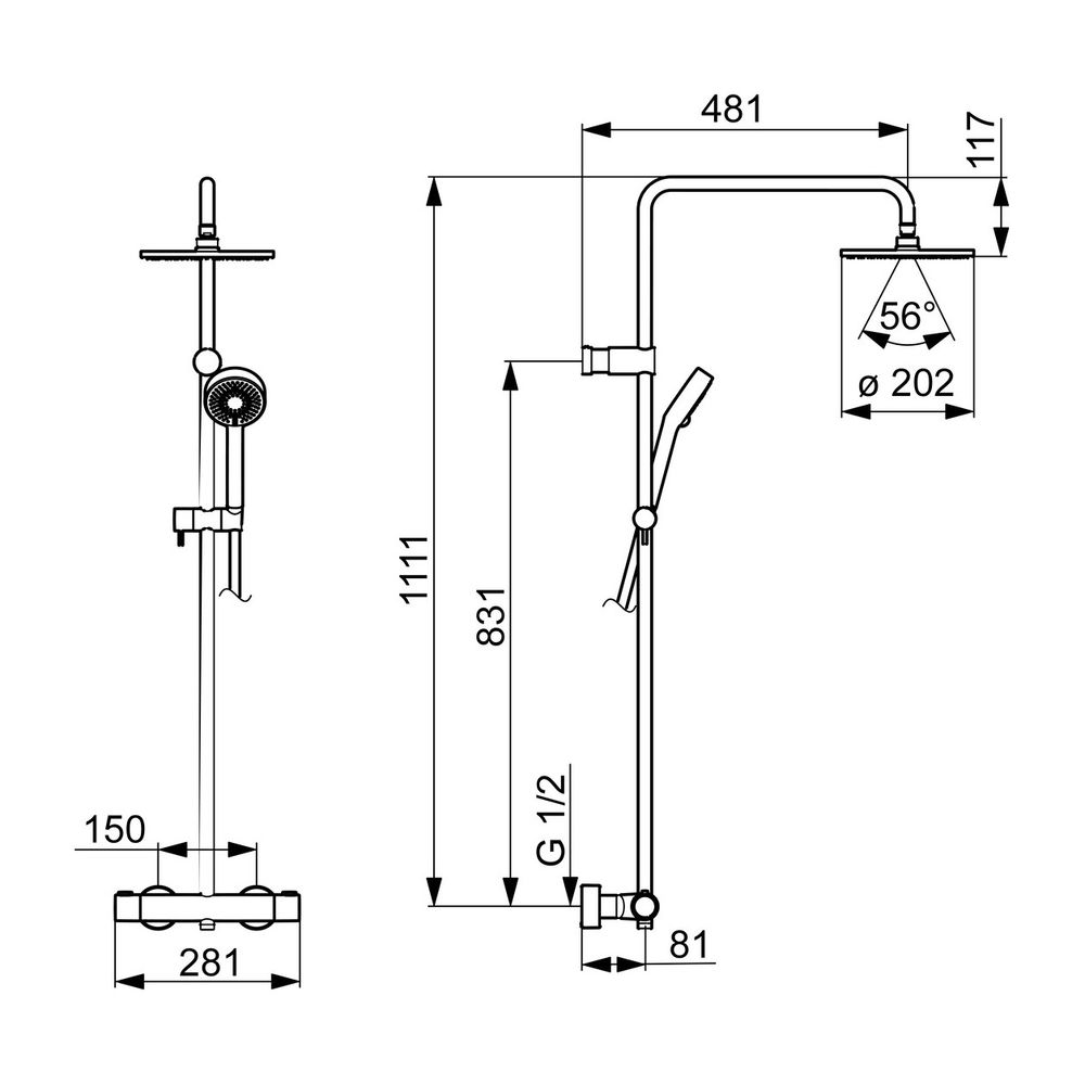 Hansa Prisma Regenbrause-Duscharmatur 5809 3-strahlig DN15 Chrom... HANSA-58099103 4015474259263 (Abb. 3)