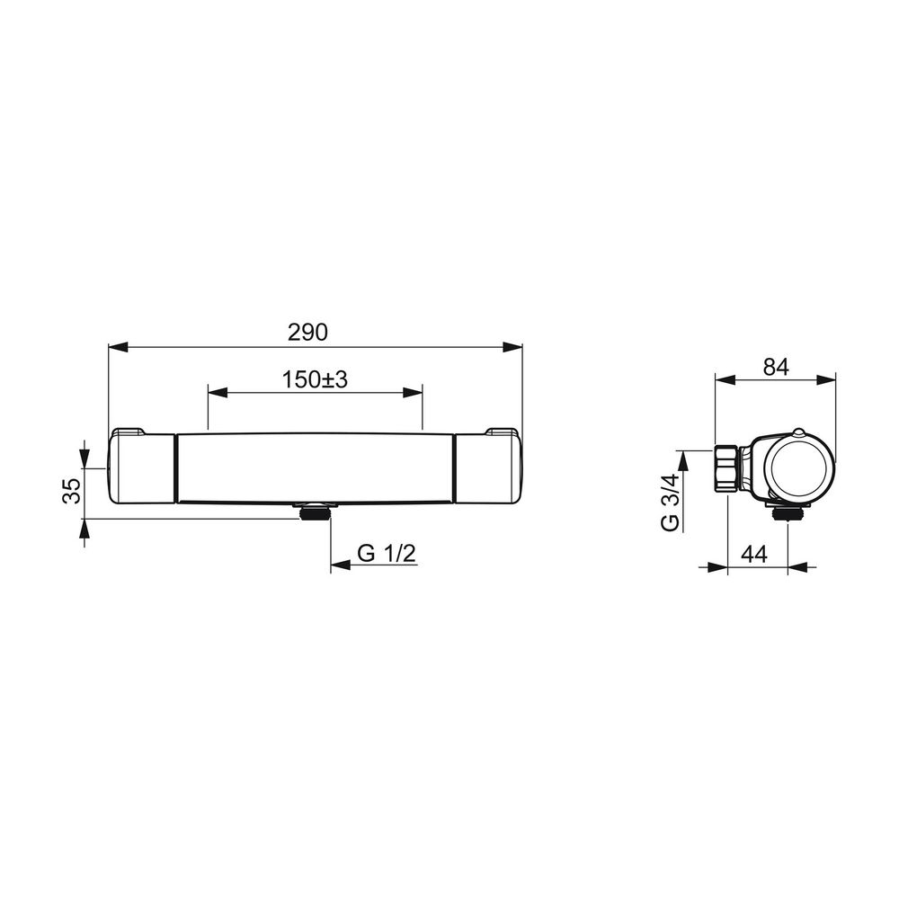 Hansa Micra Brausearmatur, Fertigmontageset, Wandmontage, Thermostat, Thermo Cool, Chro... HANSA-58150071 4057304003455 (Abb. 3)