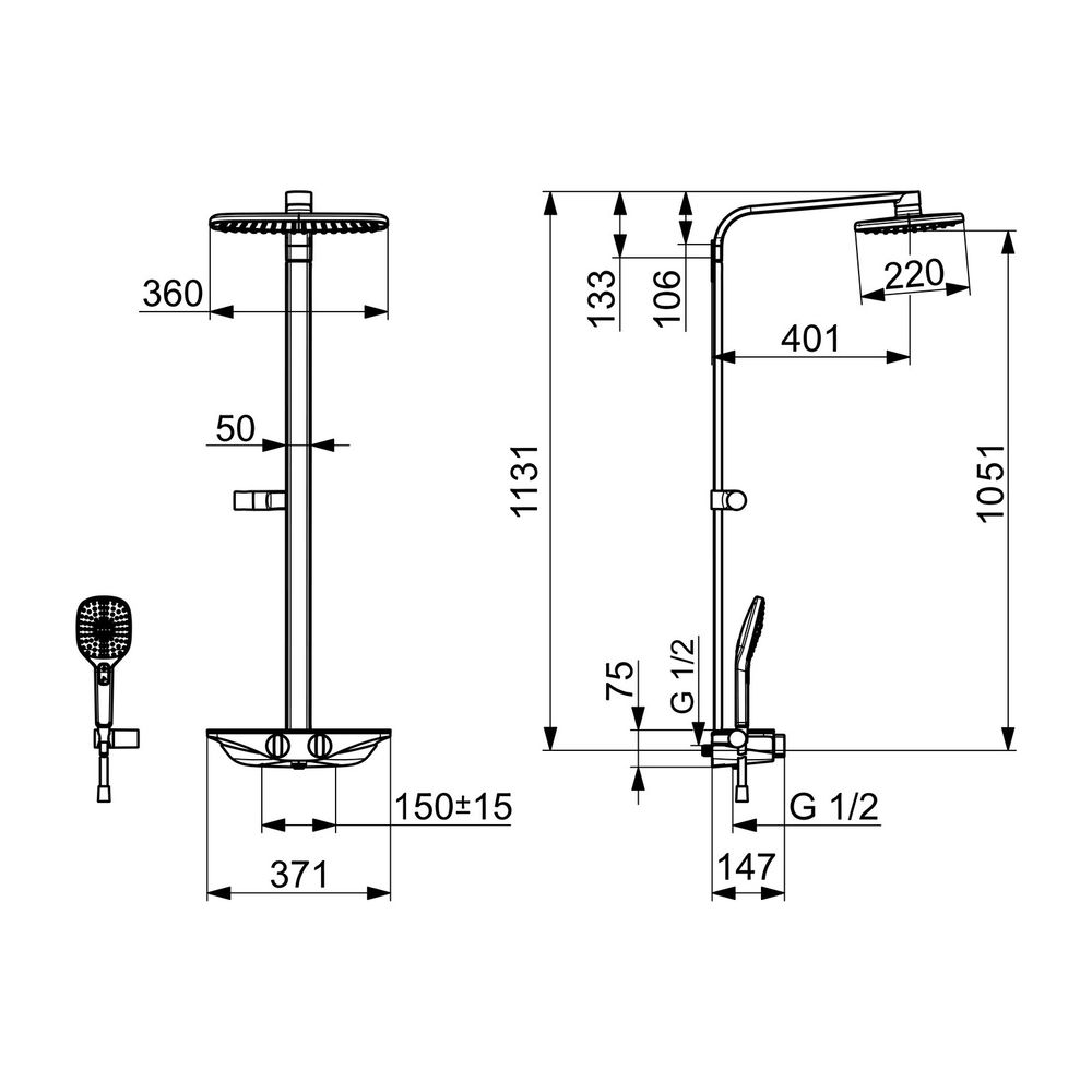 Hansa Emotion Regenbrause-Duscharmatur 5865 3-strahlig DN15 Chrom/Weiß... HANSA-5865017182 4057304007774 (Abb. 3)