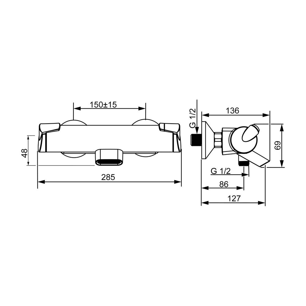 Hansa Fit Wannenfüll- und Brausebatterie 6513 Ausladung 127mm DN15 Chrom... HANSA-65132101 4015474273405 (Abb. 3)