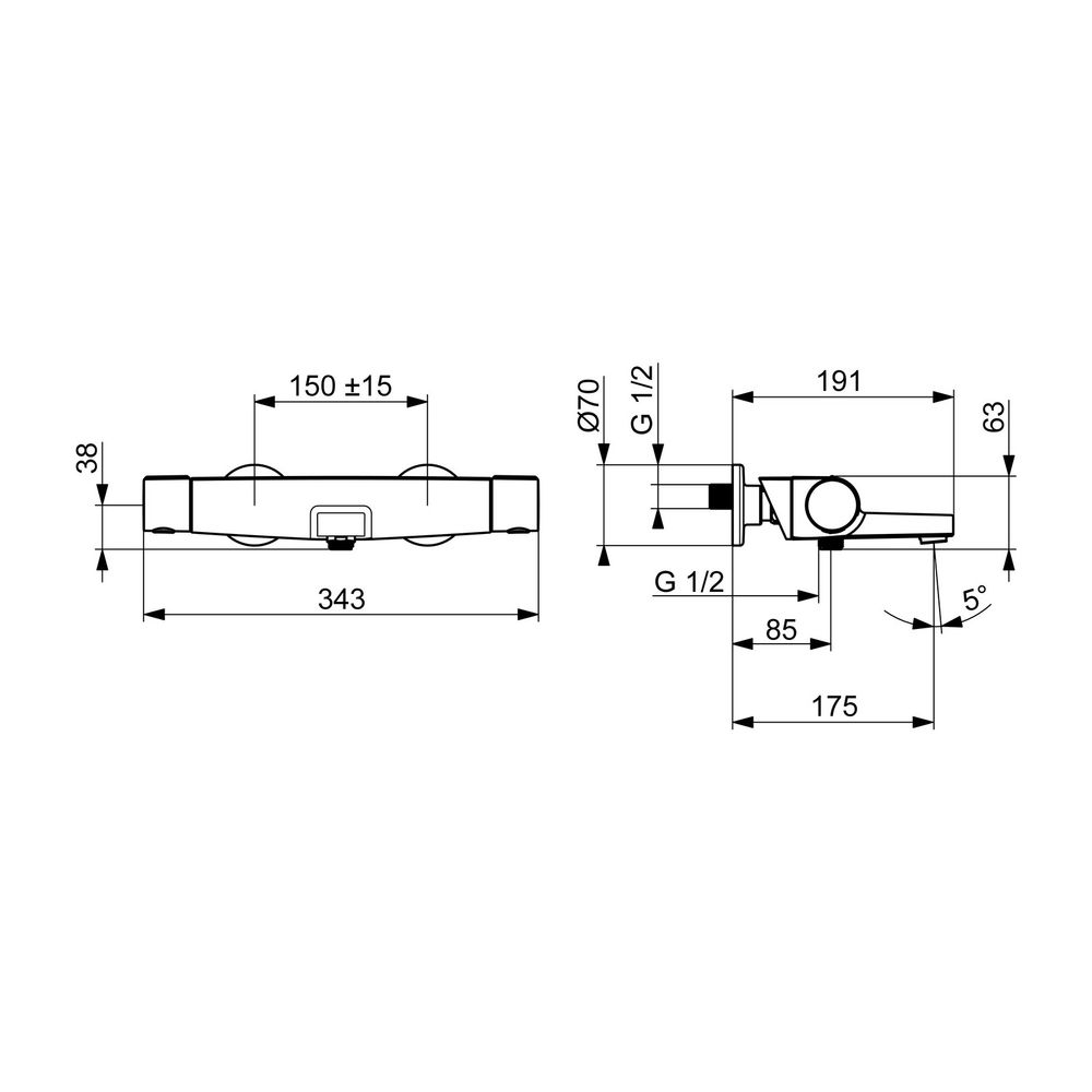 Hansa Optima Wannen- und Brausearmatur Wandmontage Thermostat, mit MagShelf-Ablage, M... HANSA-6513220133 4057304018121 (Abb. 3)