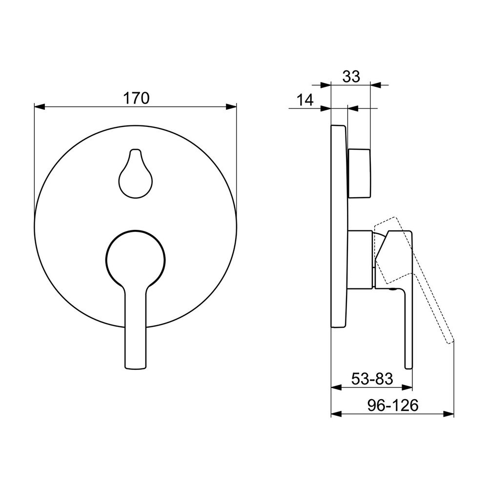 Hansa Ronda Einhebelmischer Fertigmontageset für Wanne/Brause 8384 Rosette rund Chrom... HANSA-83849573 4015474287105 (Abb. 3)