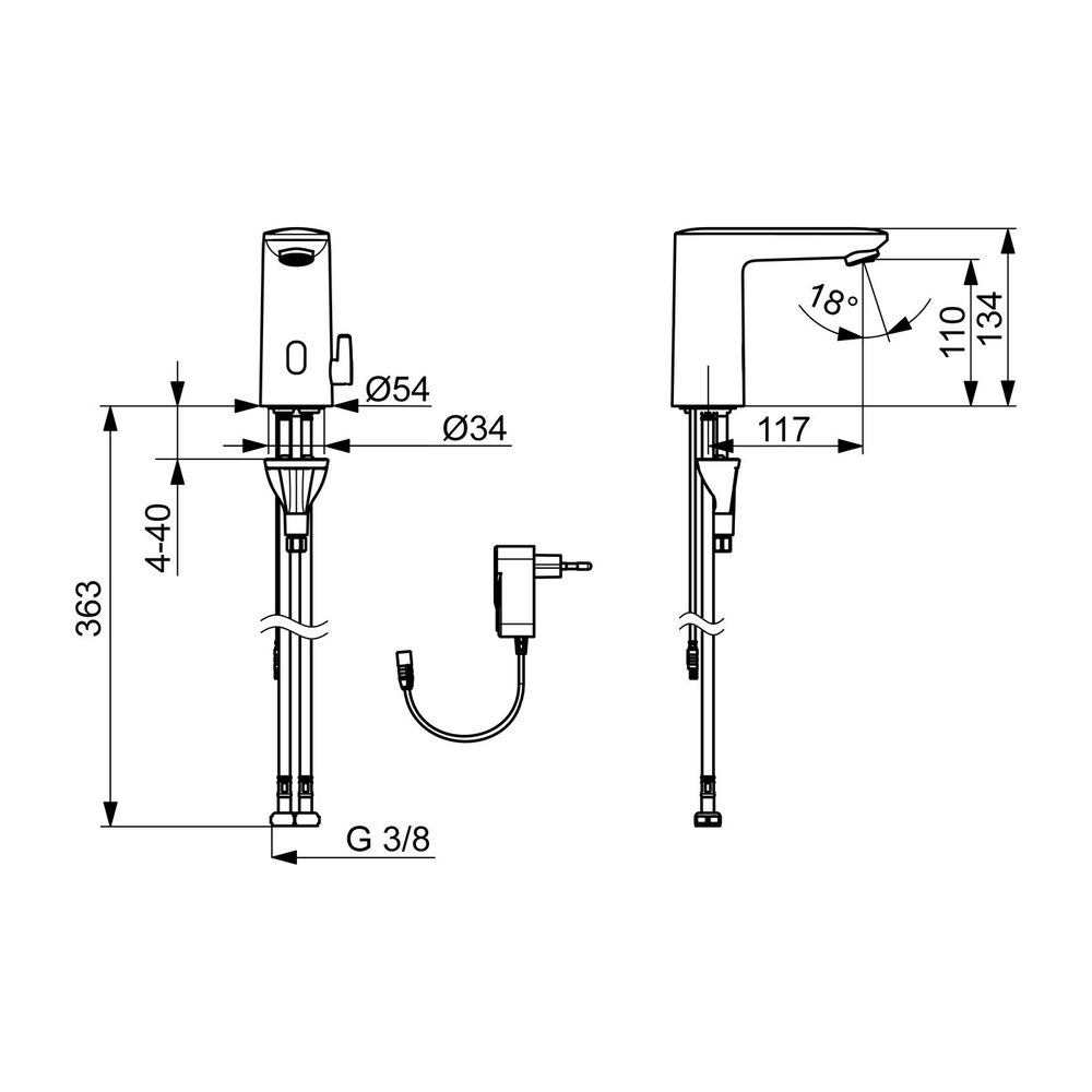 Hansa Electra Digital Waschtischarmatur, Standmontage, elektronisch, Bluetooth, 230/9V,... HANSA-92202009 4057304019425 (Abb. 3)