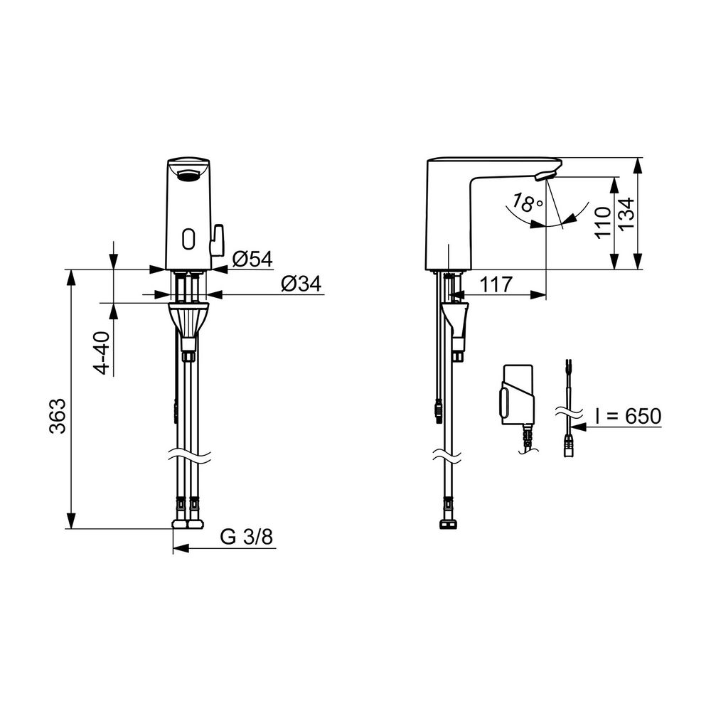 Hansa Electra Digital Waschtischarmatur, Standmontage, Sensor, berührungslos, 3V, Chrom... HANSA-92202219 4057304019418 (Abb. 3)