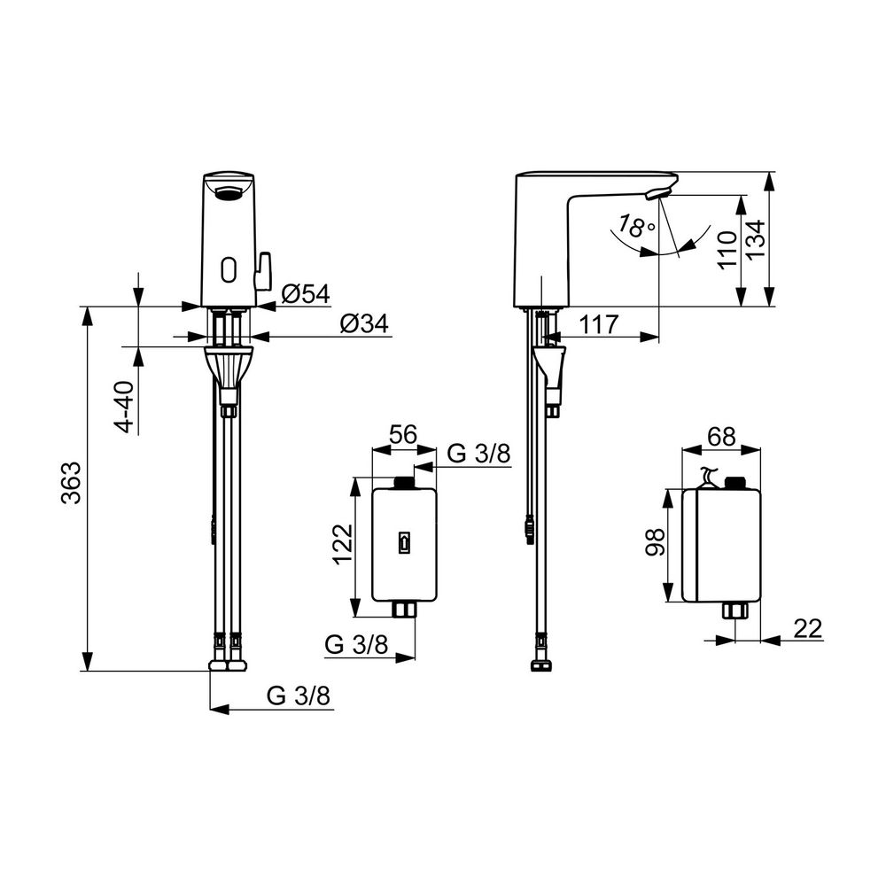 Hansa Electra Digital plus Waschtischarmatur, Standmontage, Sensor, Bluetooth, Chrom, 9... HANSA-92302239 4057304019487 (Abb. 3)