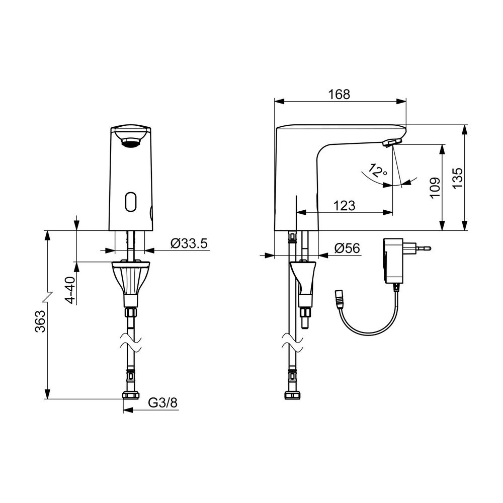 Hansa Electra Waschtischarmatur, Standmontage, berührungslos, Bluetooth, 230/9V, Chrom,... HANSA-92512009 4057304020162 (Abb. 3)