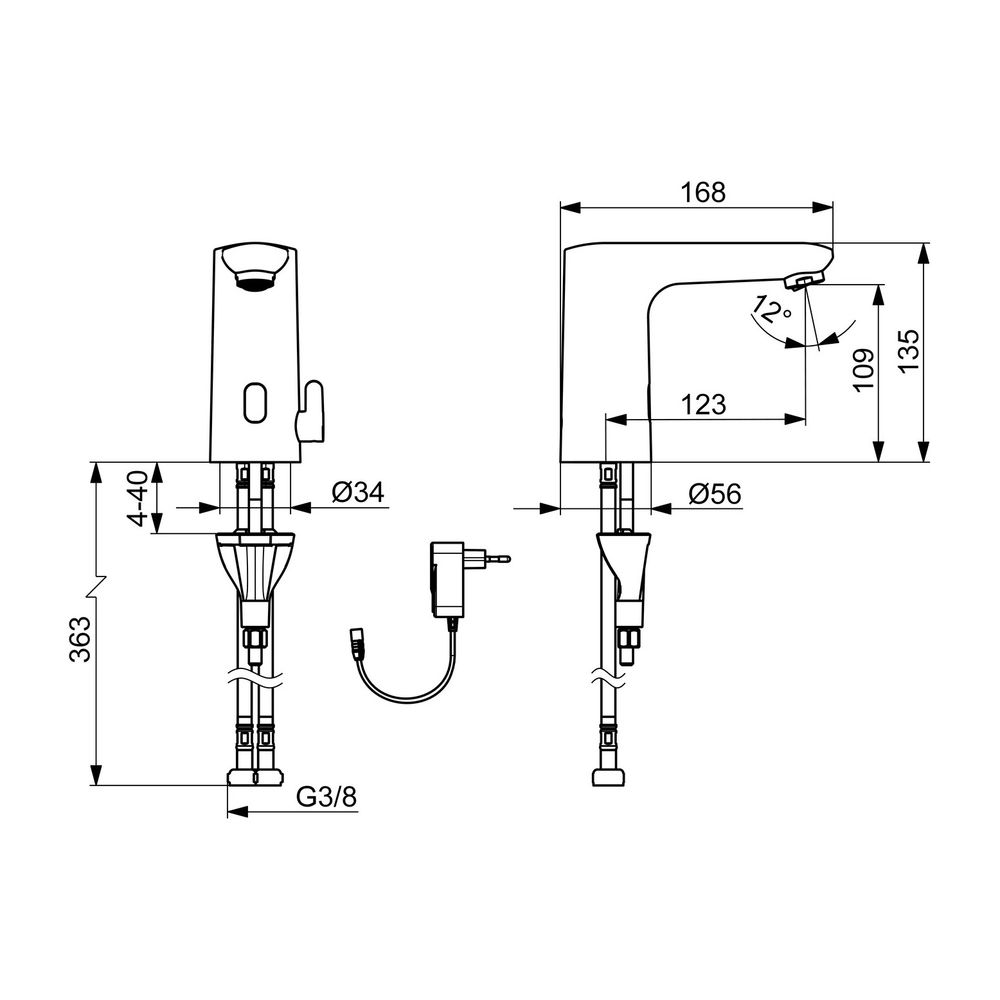 Hansa Electra Safety Waschtischarmatur, Standmontage, Sensor, Bluetooth, 230/9V, Chrom,... HANSA-92602009 4057304019395 (Abb. 3)