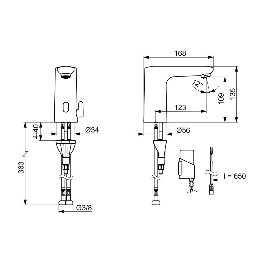 Hansa Electra Digital Waschtischarmatur, Standmontage, elektronisch, Bluetooth, 3V, Chr... HANSA-92702219 4057304019456 (Abb. 3)