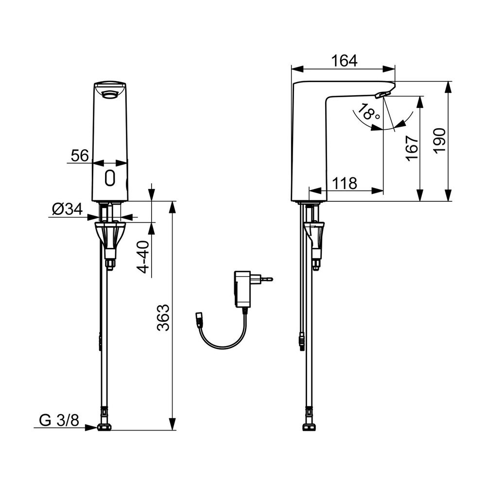 Hansa Electra Waschtischarmatur, Standmontage, elektronisch, Bluetooth, 230/9V, Chrom... HANSA-93012009 4057304019524 (Abb. 3)
