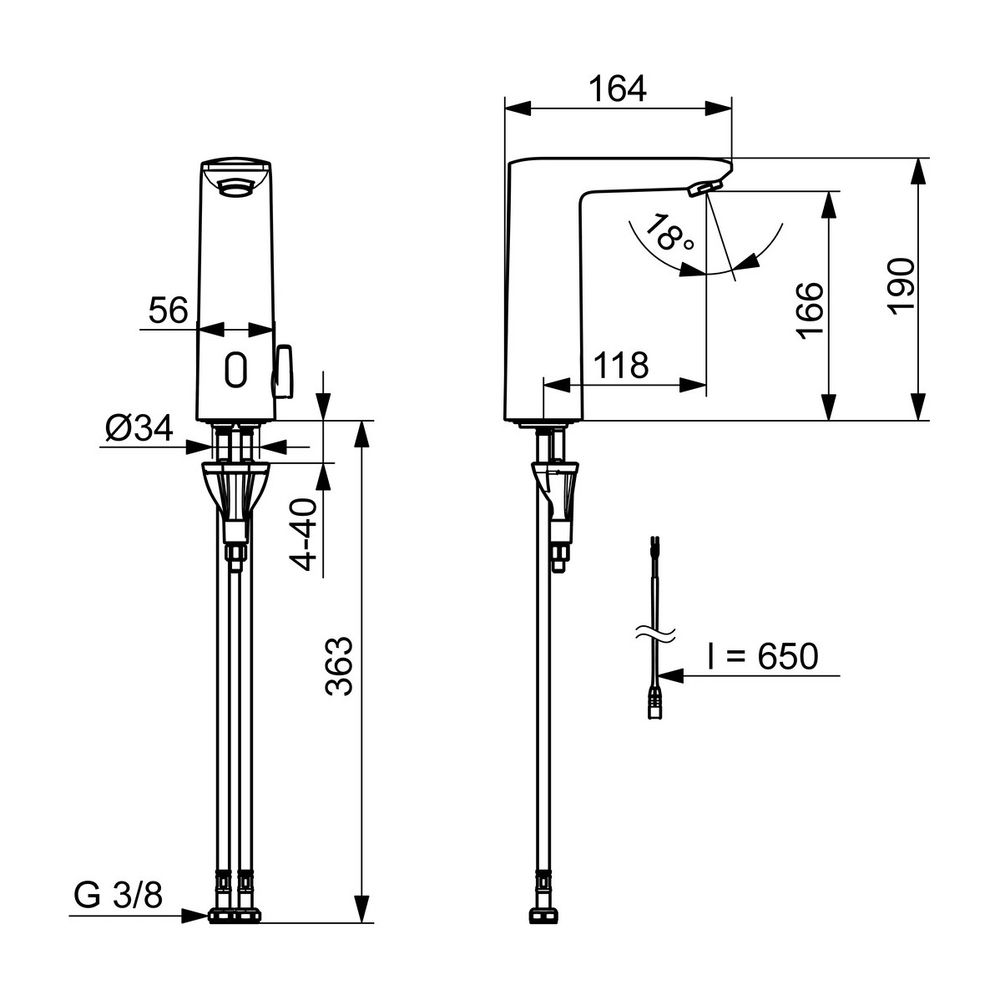 Hansa Electra Safety Waschtischarmatur, Standmontage, Sensor, berührungslos, 3V, Chrom,... HANSA-93102219 4057304019531 (Abb. 3)