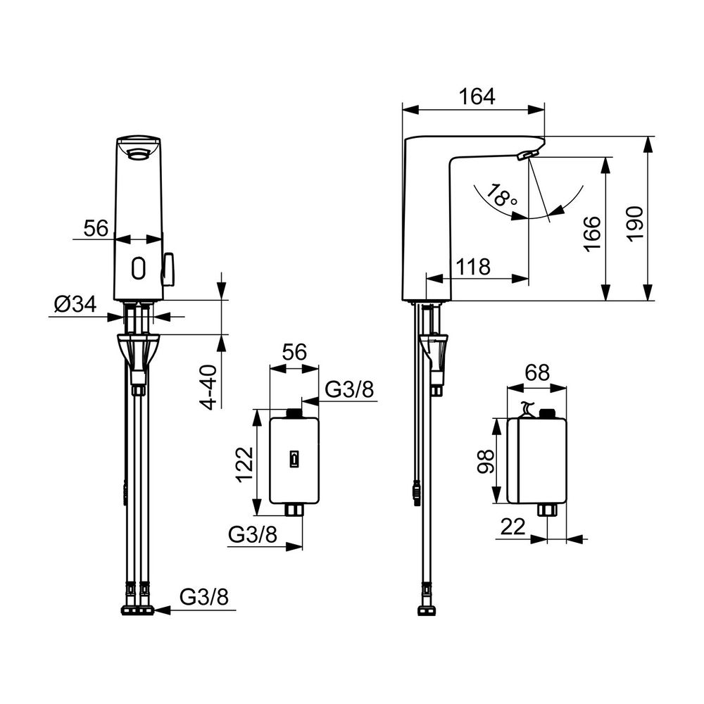 Hansa Electra Digital plus Waschtischarmatur, Standmontage, Sensor, Bluetooth, 3,6V, Ch... HANSA-93302239 4057304019586 (Abb. 3)