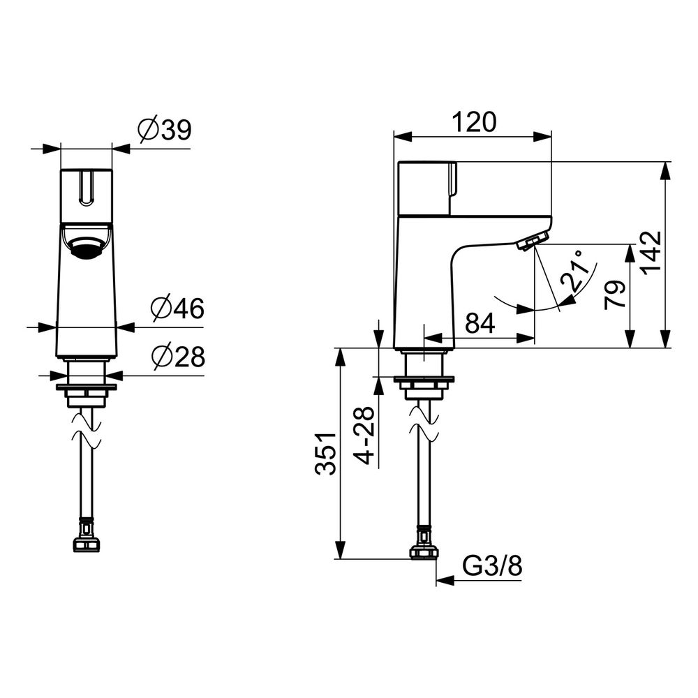 Hansa Nova Einhebel-Kaltwasserarmatur, Ausladung 84mm, DN 15, Chrom, 00902201... HANSA-00902201 4057304019807 (Abb. 6)