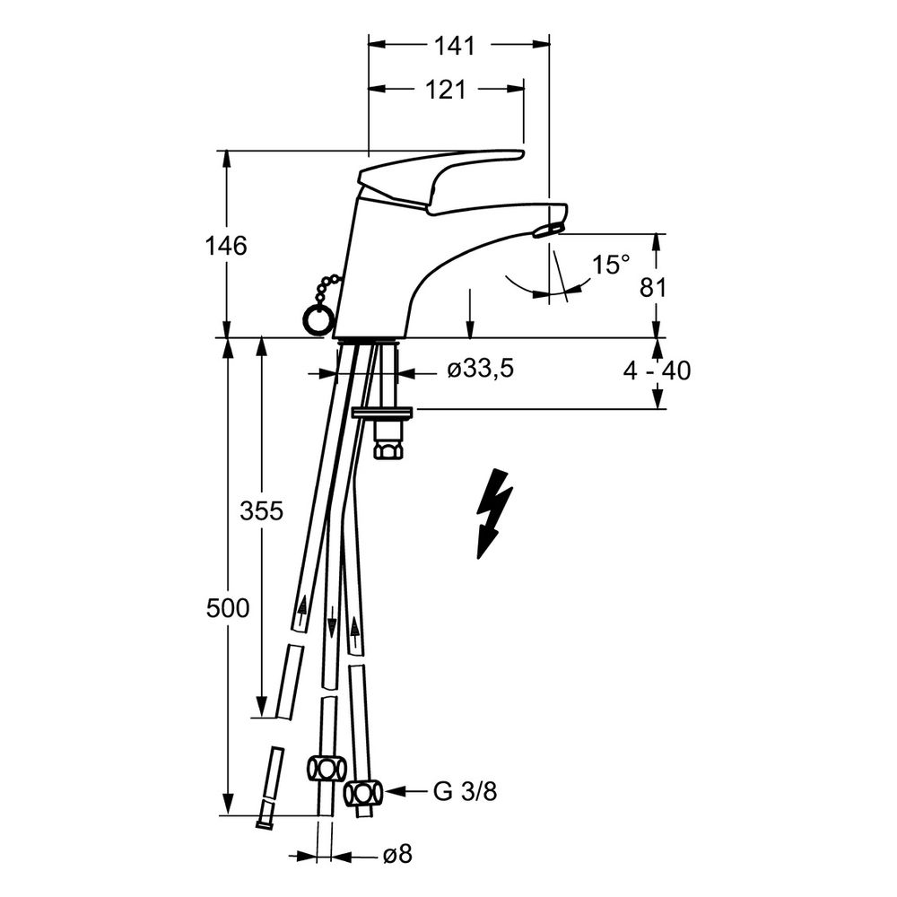 Hansa Mix Einhebel-Waschtischbatterie, Kupferrohr, Ausladung 141mm, DN 15, Chrom, 01111... HANSA-01111183 4015474271159 (Abb. 4)