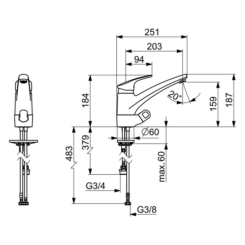 Hansa Mix Einhebel-Küchenarmatur mit Spülmaschinenventil, Ausladung 203mm, DN 15, Chrom... HANSA-01152283 4015474276604 (Abb. 4)