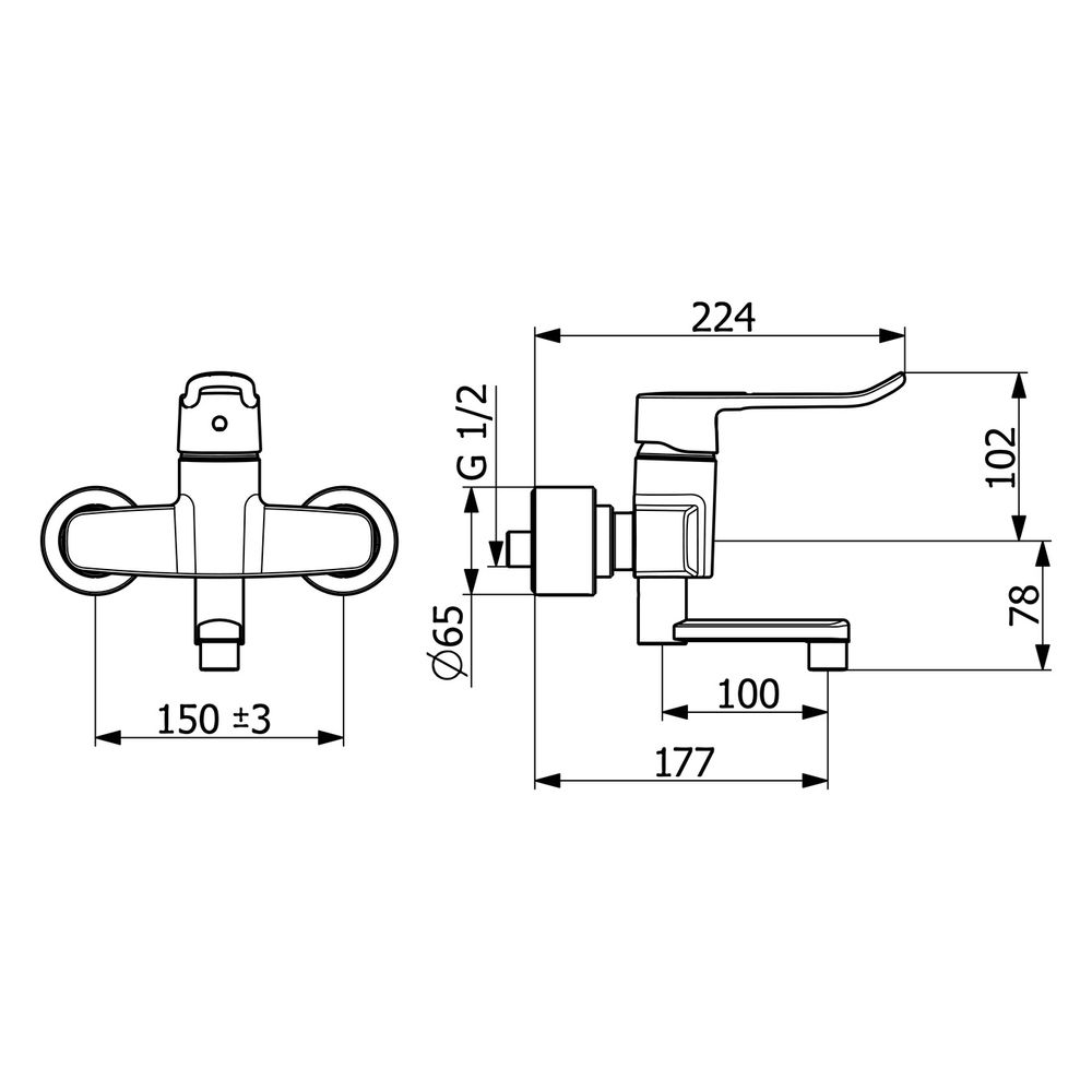 Hansa Clinica Einhebel-Waschtischbatterie, Bügel-/Bedienhebel lang, Ausladung 177mm, DN... HANSA-01526286 4057304012600 (Abb. 6)