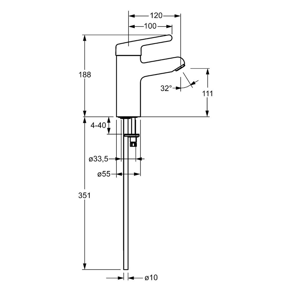 Hansa Medipro Einhebel-Waschtischbatterie, Kupferrohr, Ausladung 120mm, DN 15, Chrom, 0... HANSA-01622193 4015474266940 (Abb. 4)