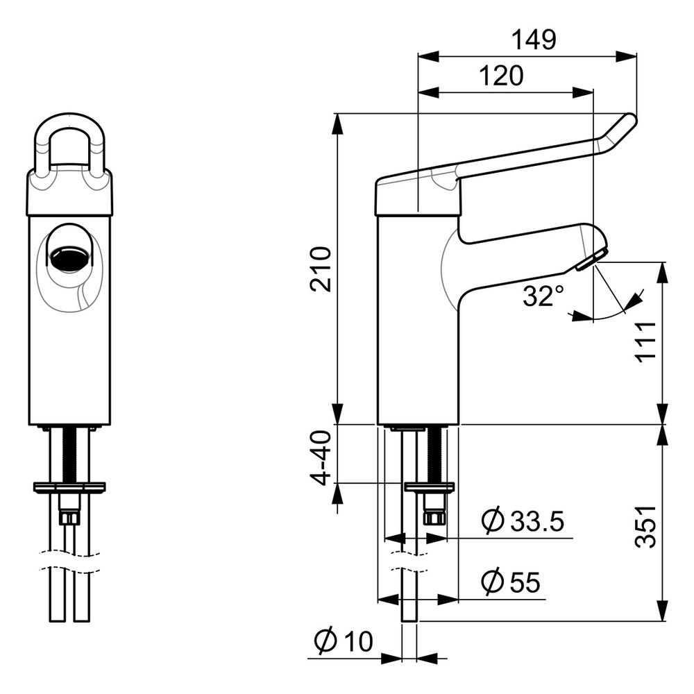 Hansa Medipro Einhebel-Waschtischbatterie, Kupferrohr, Bügelhebel, Bedienhebel lang, Au... HANSA-01622195 4015474267015 (Abb. 4)