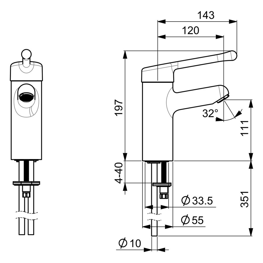 Hansa Medipro Einhebel-Waschtischbatterie, Kupferrohr, Bedienhebel lang, Ausladung 120m... HANSA-01622196 4015474267039 (Abb. 4)