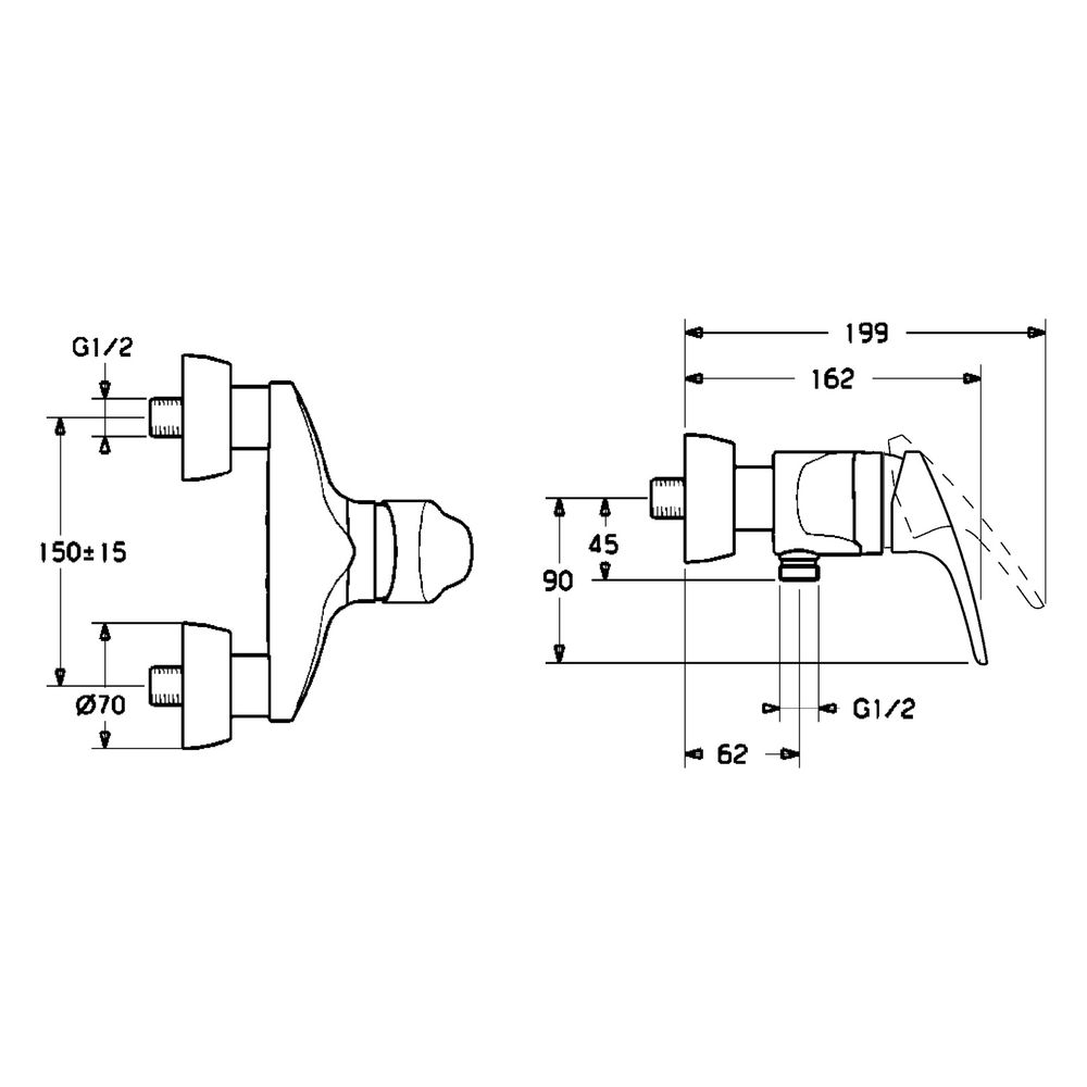 Hansa Mix Einhebel-Brausebatterie, DN 15, Chrom, 01670183... HANSA-01670183 4015474525726 (Abb. 4)