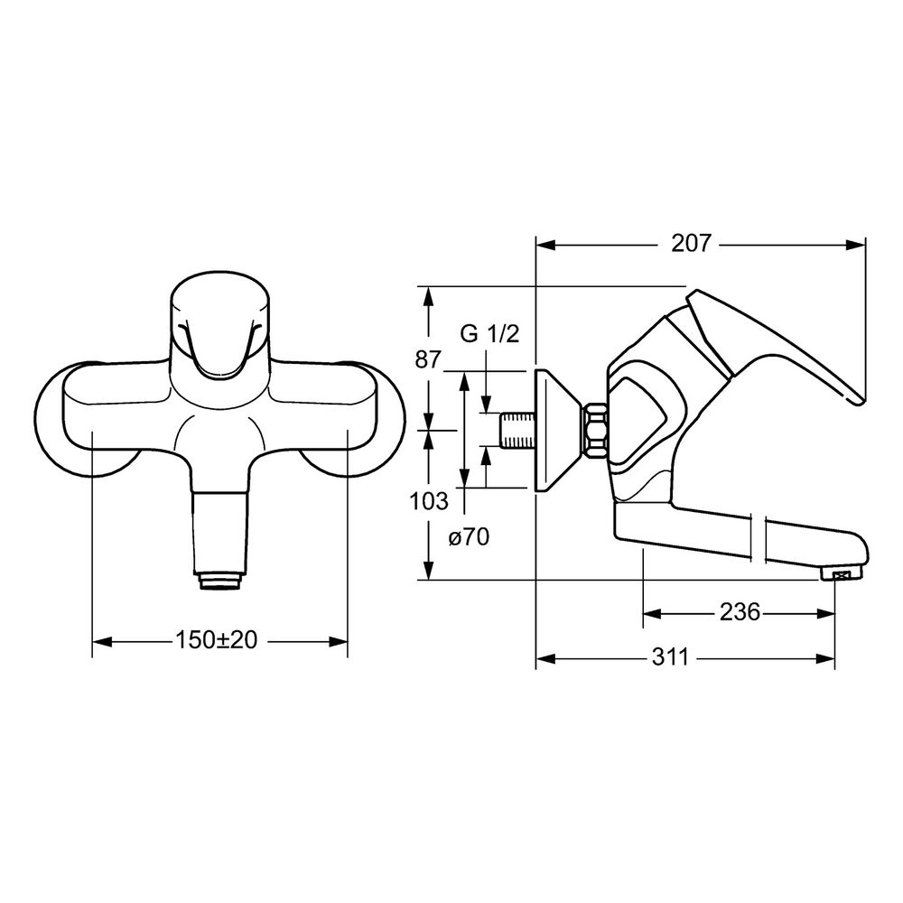 Hansa Mix Einhebel-Waschtisch- und Küchenarmatur, Ausladung 311mm, DN 15, Chrom, 016922... HANSA-01692283 4015474271364 (Abb. 4)