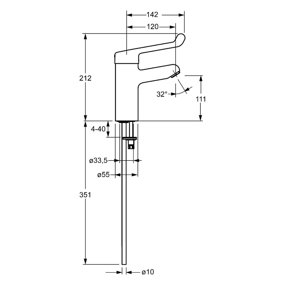 Hansa Medipro Einhebel-Waschtischbatterie, Kupferrohr, Bedienhebel lang, Ausladung 120m... HANSA-01712192 4015474267053 (Abb. 2)