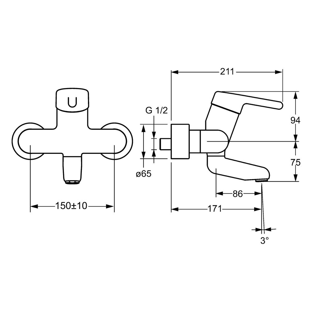 Hansa Medipro Einhebel-Waschtischbatterie, Ausladung 171mm, DN 15, Chrom, 02532203... HANSA-02532203 4015474267169 (Abb. 4)