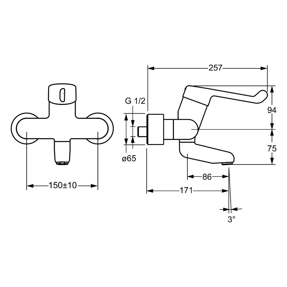 Hansa Medipro Einhebel-Waschtischbatterie, Ausladung 171mm, DN 15, Chrom, 02542202... HANSA-02542202 4015474267176 (Abb. 4)