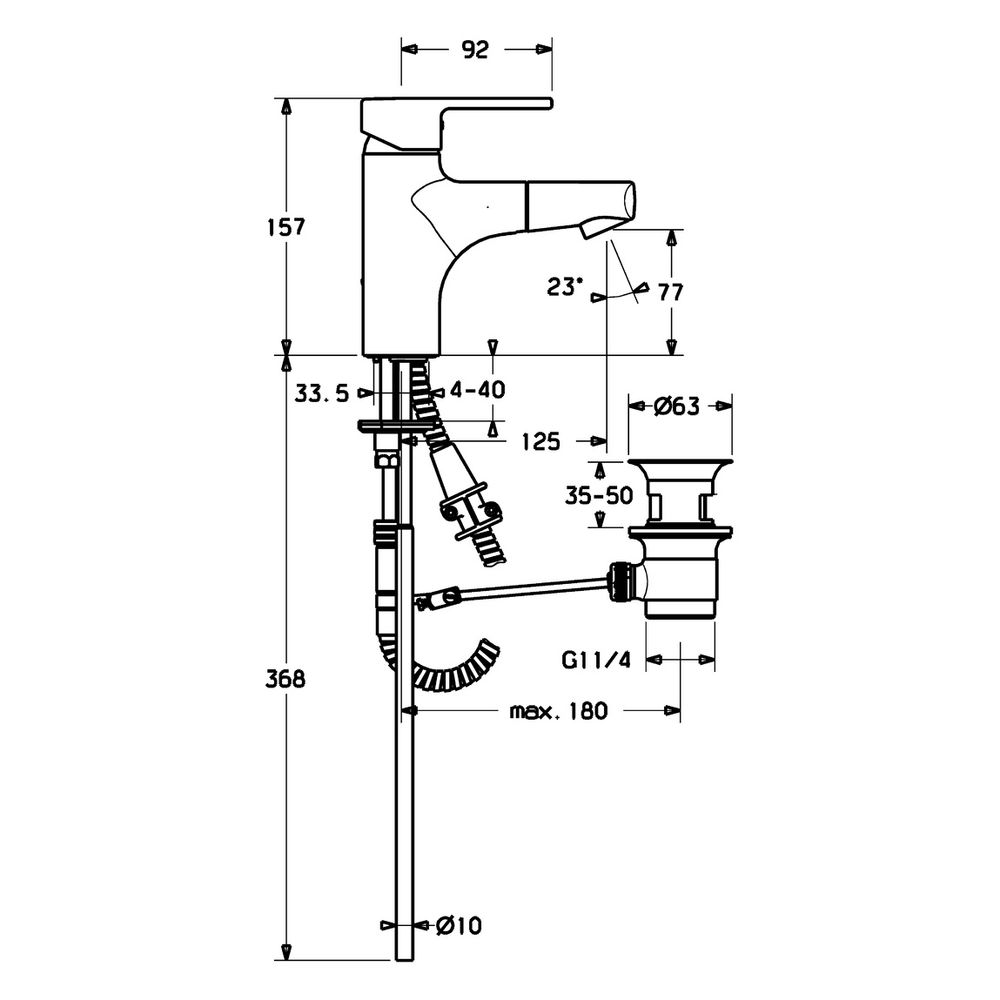 Hansa Ronda Einhebel-Waschtischbatterie, Kupferrohr Zugstangen-Ablaufgarnitur, Ausladun... HANSA-03012173 4015474228504 (Abb. 4)