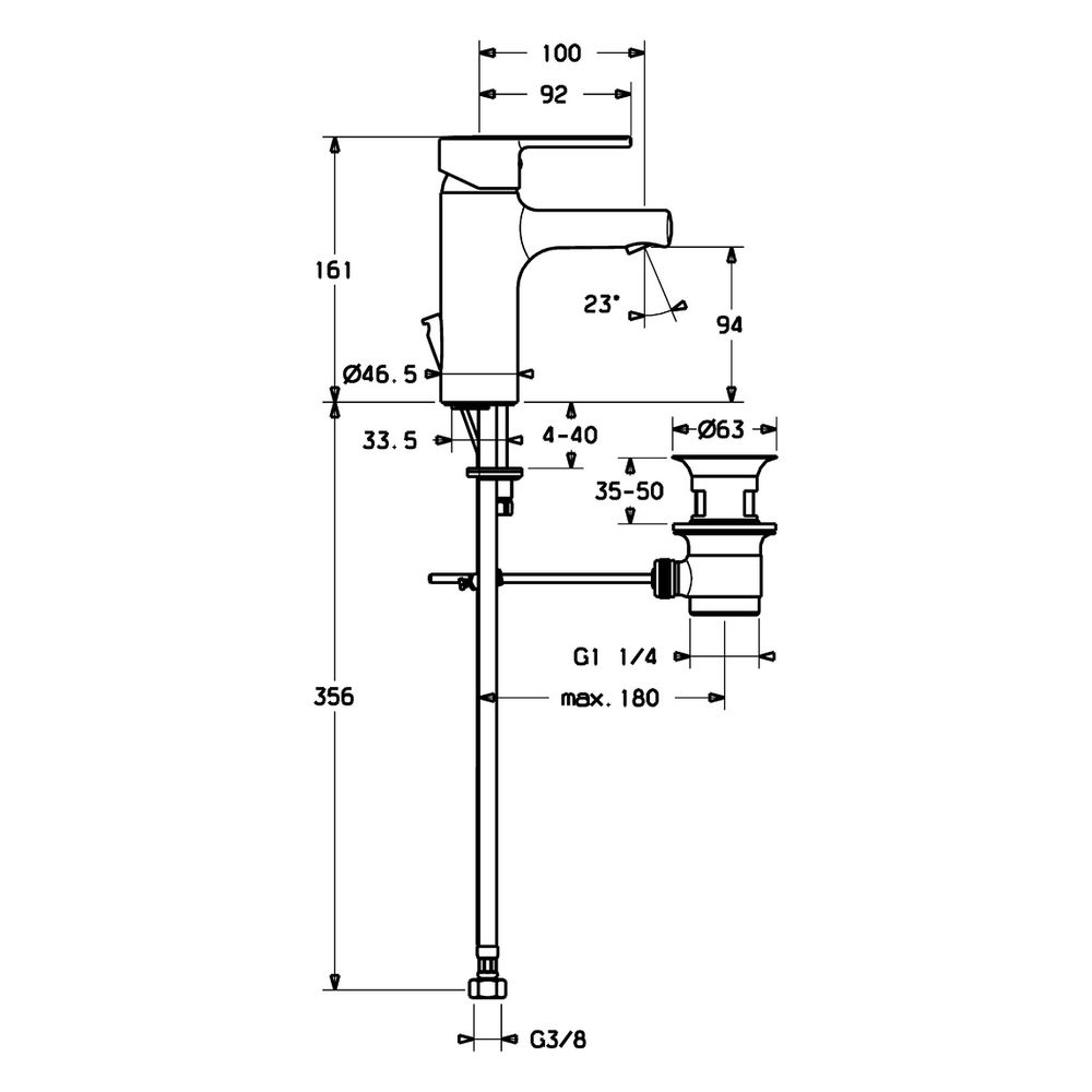 Hansa Ronda Einhebel-Waschtischbatterie, Zugstangen-Ablaufgarnitur, Ausladung 100mm, DN... HANSA-03092273 4015474212541 (Abb. 4)