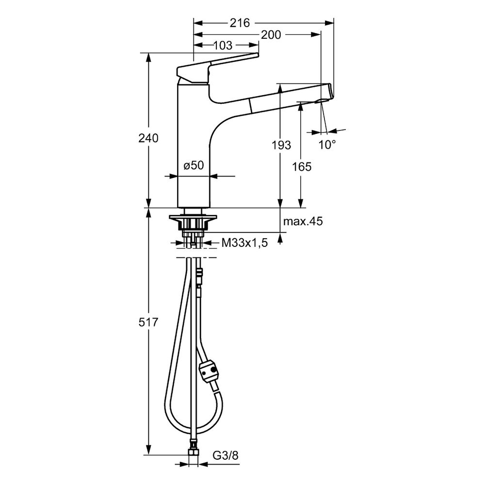 Hansa Ronda Einhebel-Küchenarmatur, Ausladung 200mm, DN 15, Chrom, 03342273... HANSA-03342273 4015474263185 (Abb. 4)