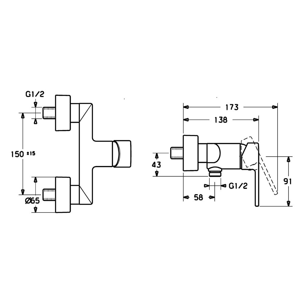 Hansa Ronda Einhebel-Brausebatterie, DN 15, Chrom, 03670173... HANSA-03670173 4015474212770 (Abb. 4)