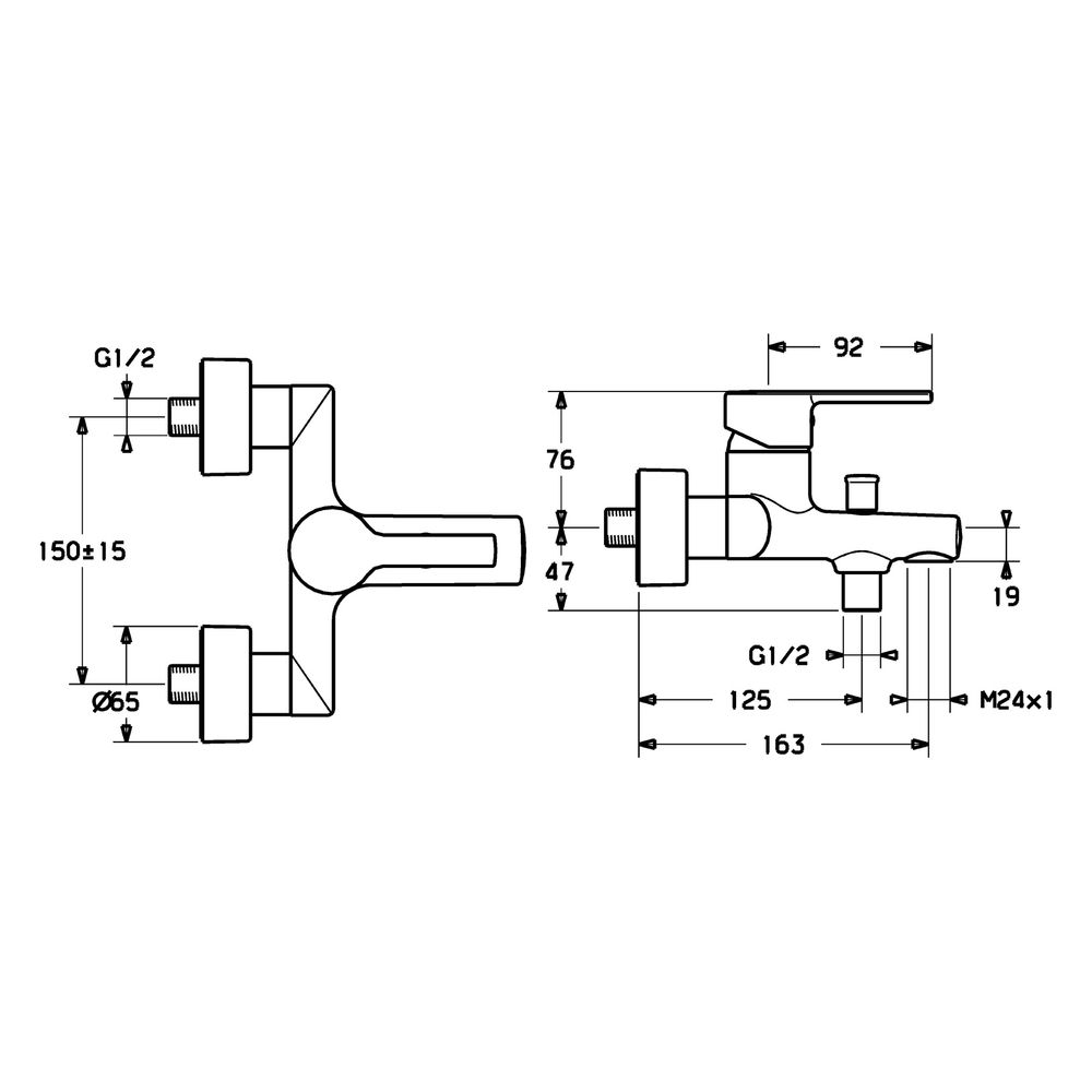 Hansa Ronda Einhebel-Wannenfüll- und Brausebatterie, Ausladung 163mm, DN 15, Chrom, 037... HANSA-03742173 4015474212763 (Abb. 4)