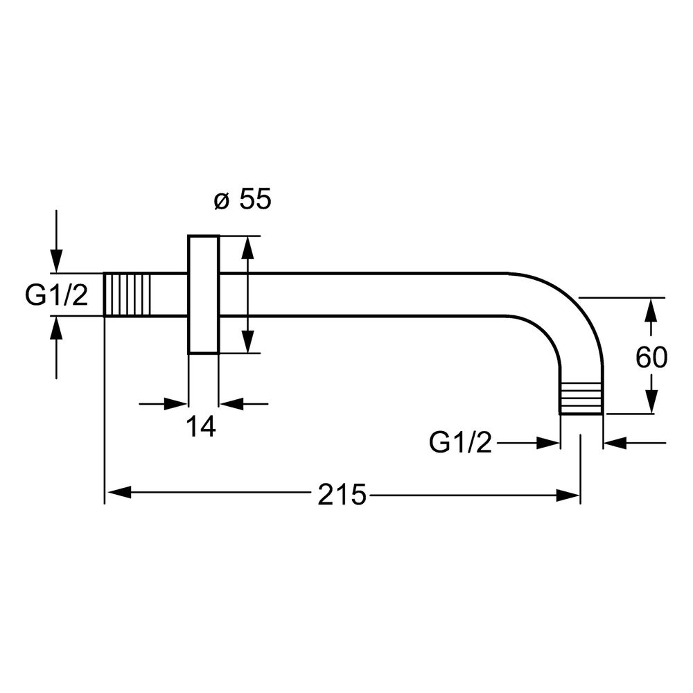 Hansa Jet Brausearm ohne Kopfbrause 0411 Rosette rund G1/2xG1/2 Ausladung 200mm Chrom... HANSA-04110200 4015474269354 (Abb. 2)