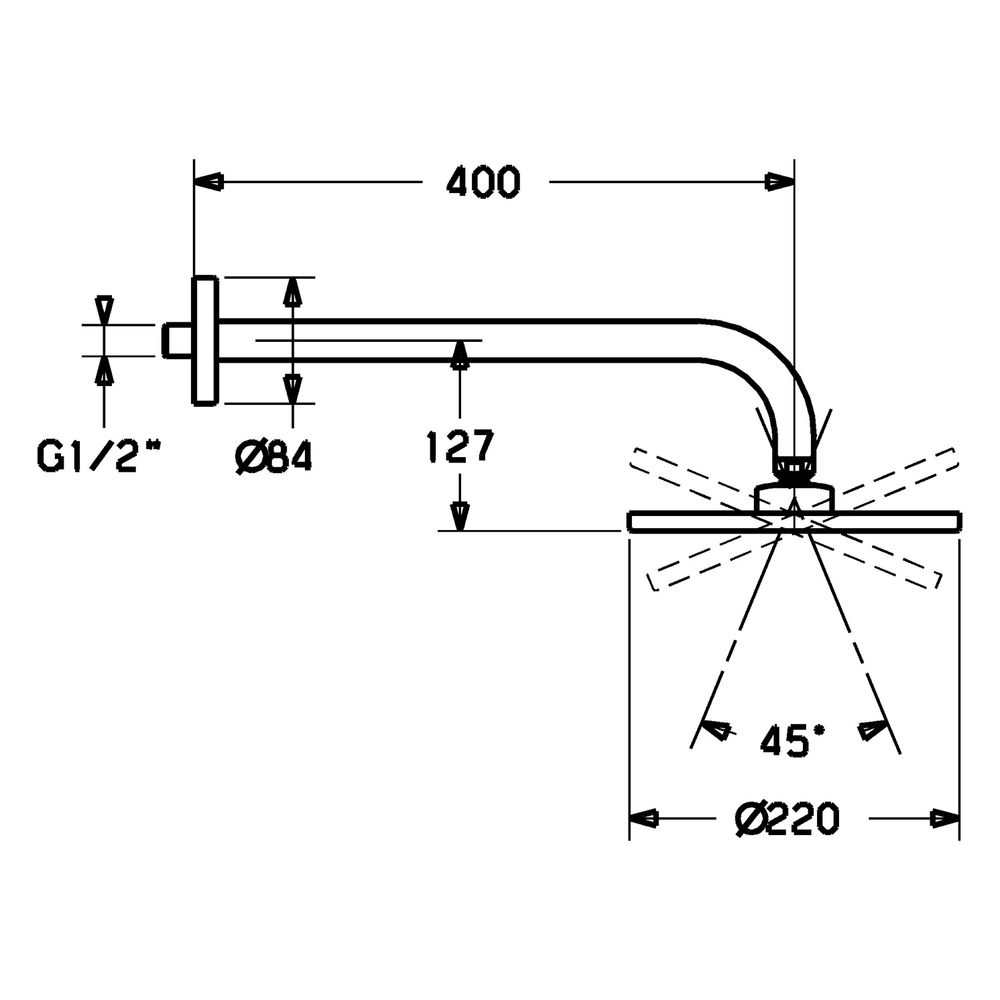 Hansa Jet Kopfbrause 0418 1-strahlig Durchmesser 220mm, G1/2 Ausladung 400mm DN15 Chrom... HANSA-04180100 4015474061521 (Abb. 4)