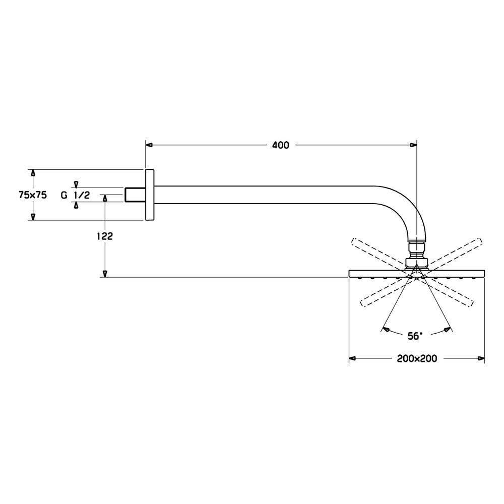 Hansa Viva Kopfbrause 0418 Rosette eckig 1-strahlig 200x200mm, G1/2 Ausladung 400mm... HANSA-04180240 4015474257467 (Abb. 4)