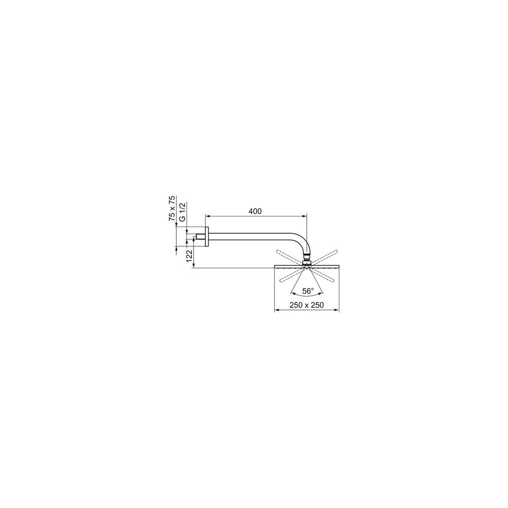 Hansa Viva Kopfbrause, Rosette eckig, 1-strahlig, Ausladung 400mm, DN 15, Chrom, 041803... HANSA-04180340 4015474257474 (Abb. 4)
