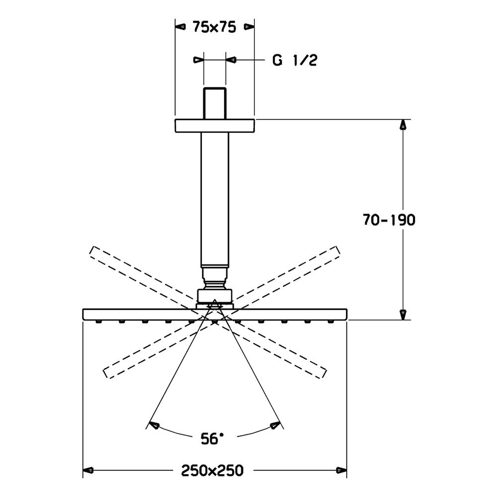 Hansa Viva Kopfbrause, Rosette eckig, 1-strahlig, 250x250mm, DN 15, Chrom, 04190340... HANSA-04190340 4015474257498 (Abb. 4)