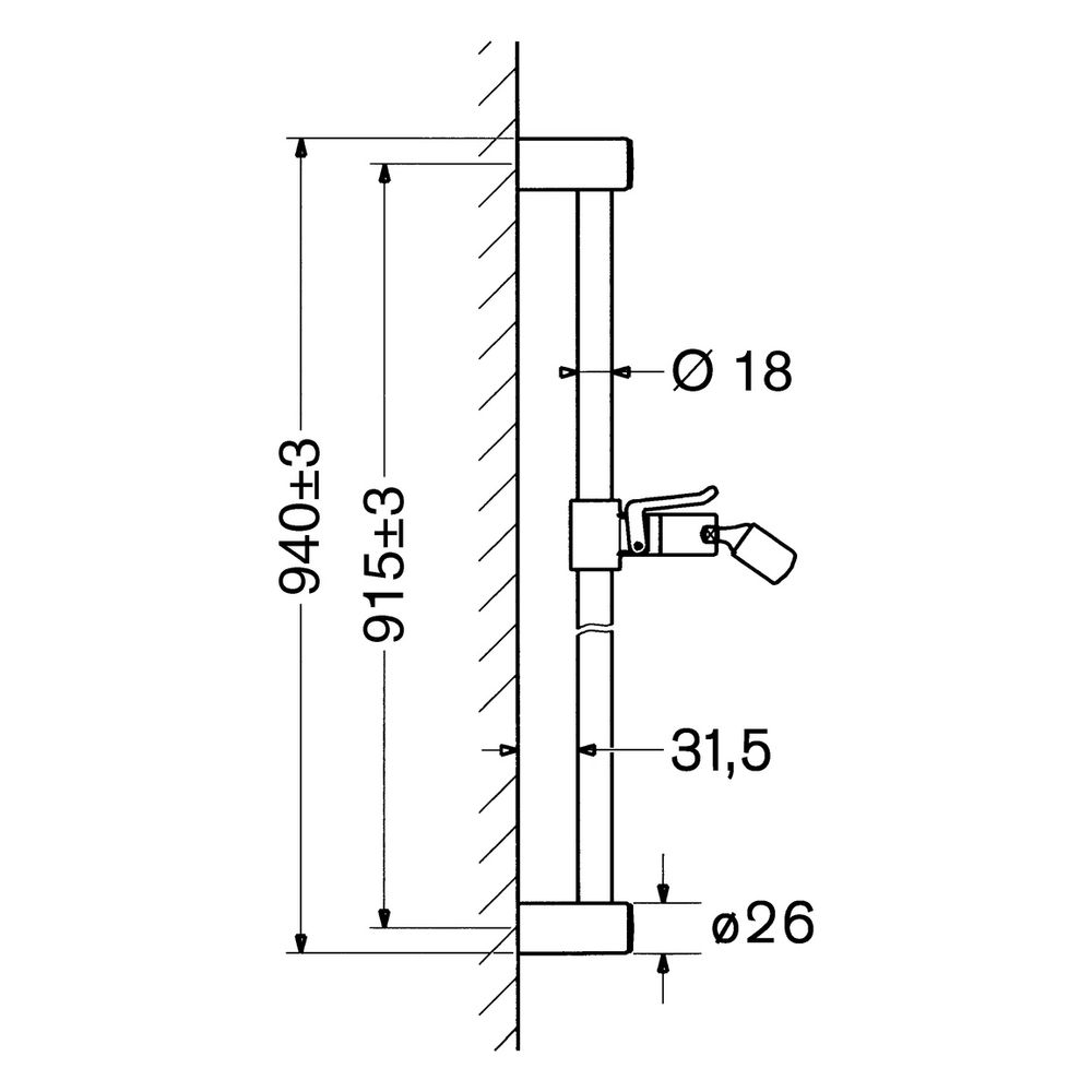 Hansa Wandstange, schwenkbares Kugelgelenk, Verstellbare Brausestangehalterung, kürzbar... HANSA-04480100 4015474031470 (Abb. 4)