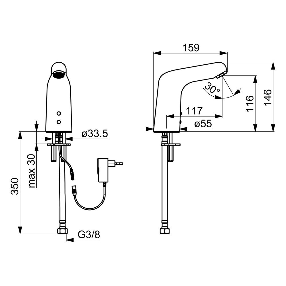 Hansa Medipro Waschtischbatterie, 230/9V, Kaltwasser, Bluetooth, Ausladung 117mm, DN 15... HANSA-05672029 4057304004988 (Abb. 6)