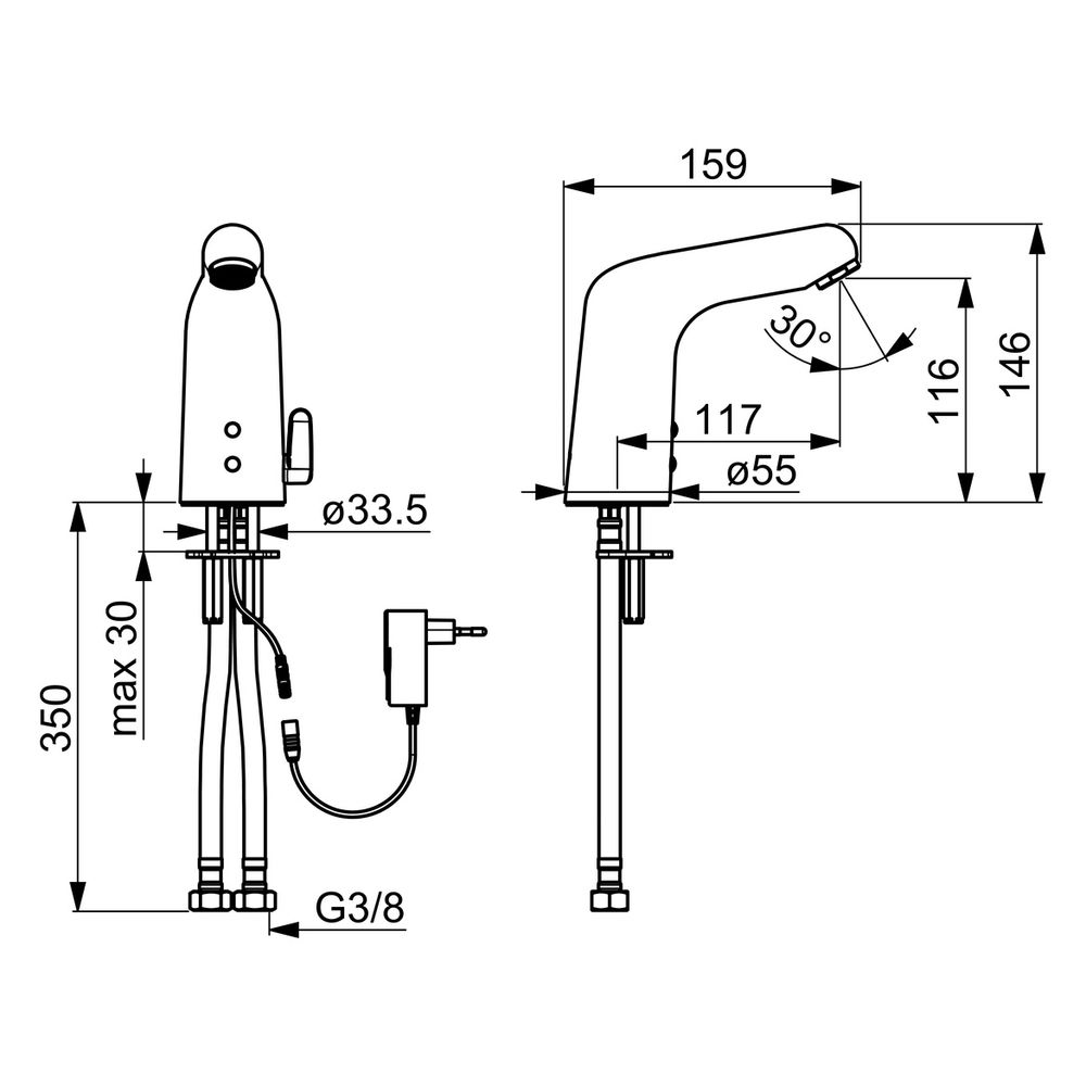 Hansa Medipro Waschtischbatterie, 230/9V, Bluetooth, Ausladung 117mm, DN 15, Chrom, 056... HANSA-05672129 4057304004995 (Abb. 6)