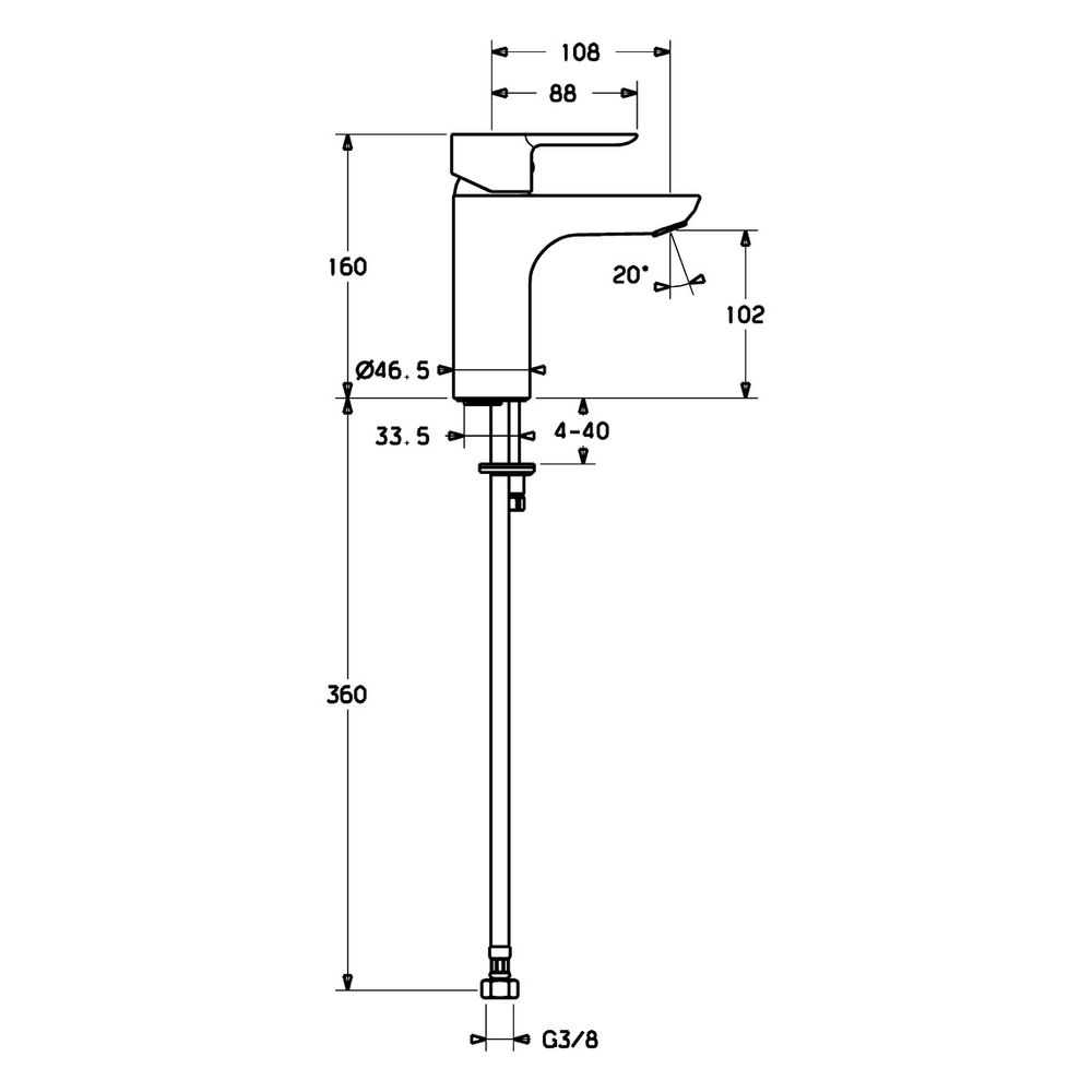 Hansa Ligna Einhebelmischer Waschtischbatterie, Ausladung 108mm, DN 15, Chrom, 06082203... HANSA-06082203 4015474248076 (Abb. 4)