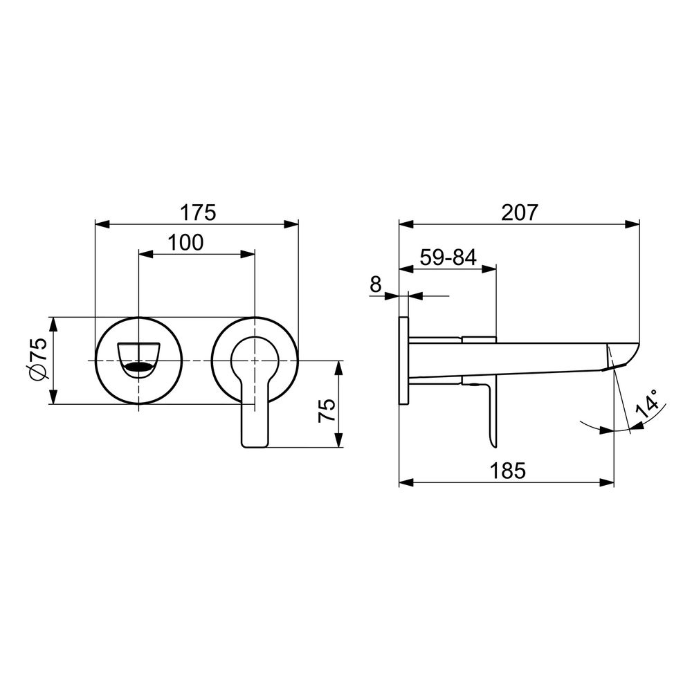Hansa Ligna Einhebel-Waschtischarmatur Wandmontage, Fertigmontageset, Ausladung 185mm, ... HANSA-06402133 4057304022371 (Abb. 6)