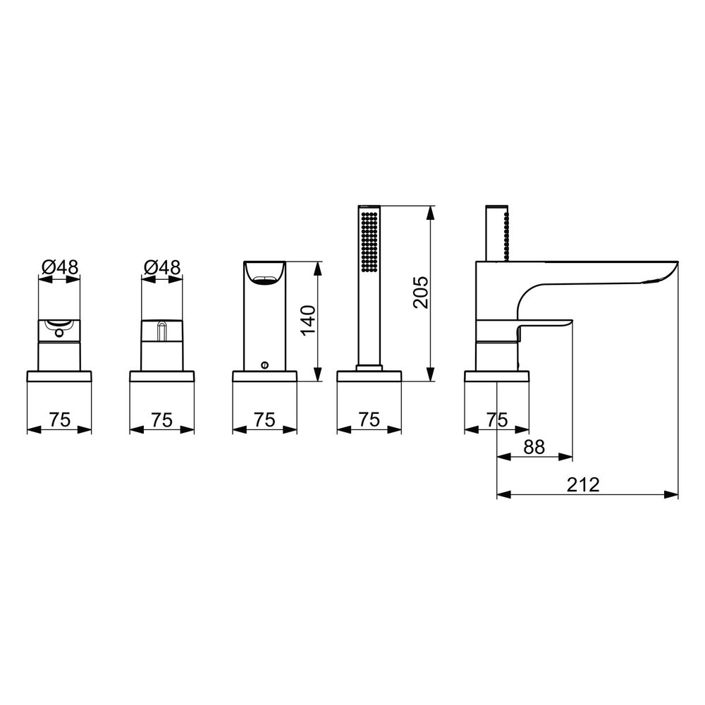Hansa Ligna Einhebelmischer Fertigmontageset für Wanne/Brause, 1-strahlig, 72mm Ausladu... HANSA-06442473 4057304014529 (Abb. 6)